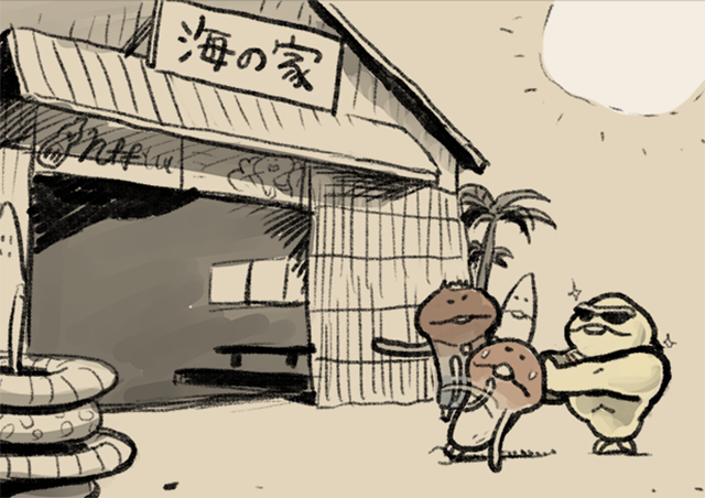 4コマ第213話 海の家｜なめこぱらだいす なめこ公式サイト