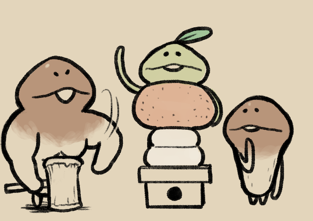 4コマ第125話 鏡びらき｜なめこぱらだいす なめこ公式サイト