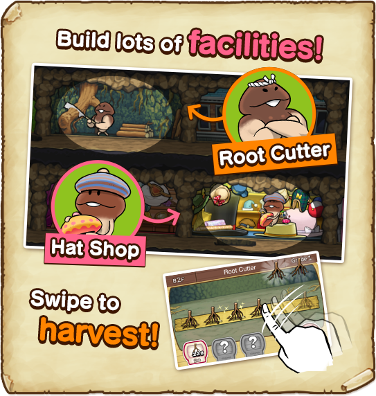Build lots of facilities! Swipe to harvest!